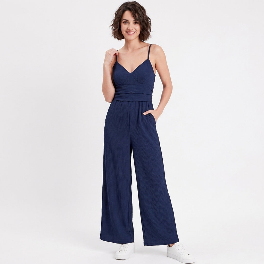 Combinaison femme coton printemps bohème large jambe mode décontractée
