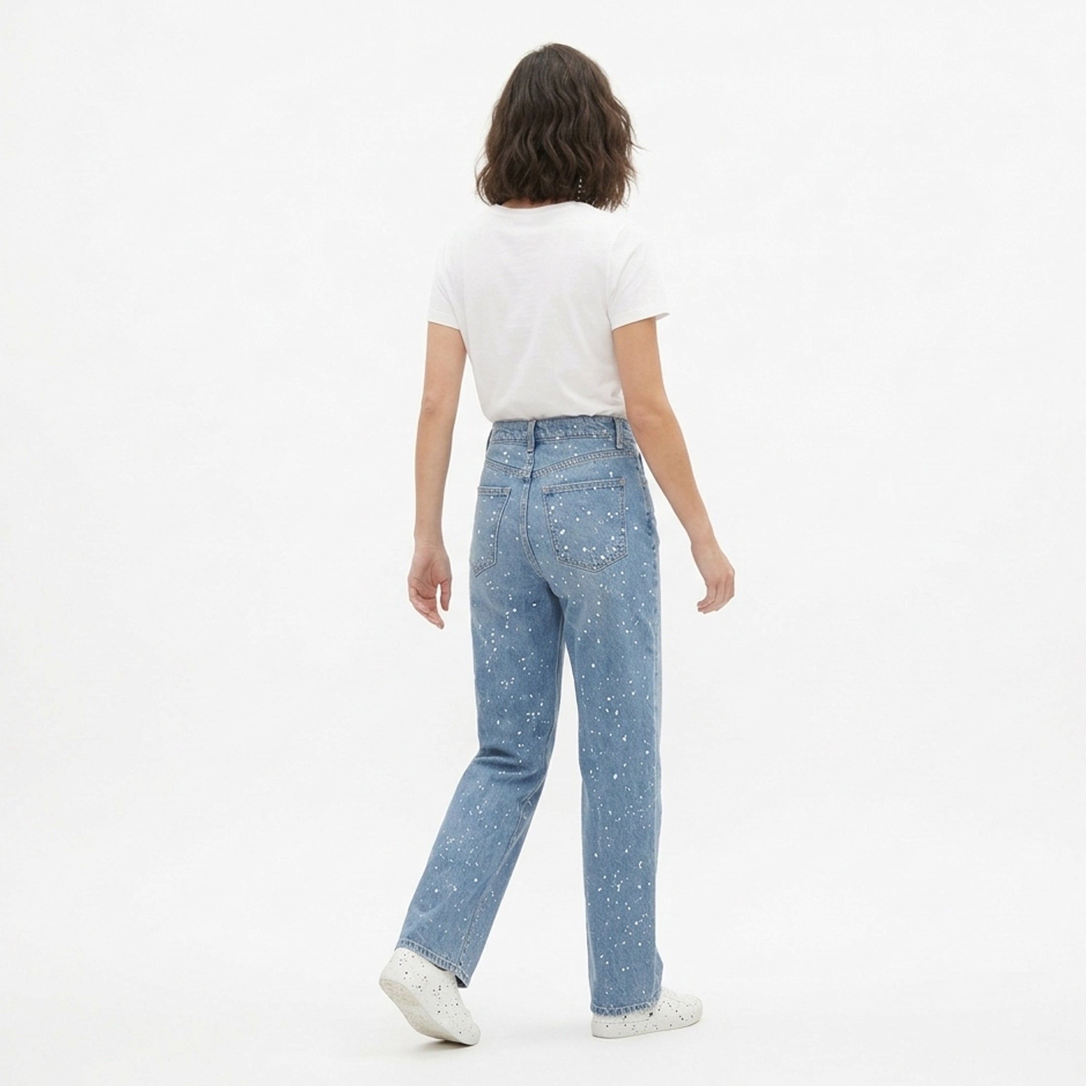 Jean femme taille haute coton été coupe droite