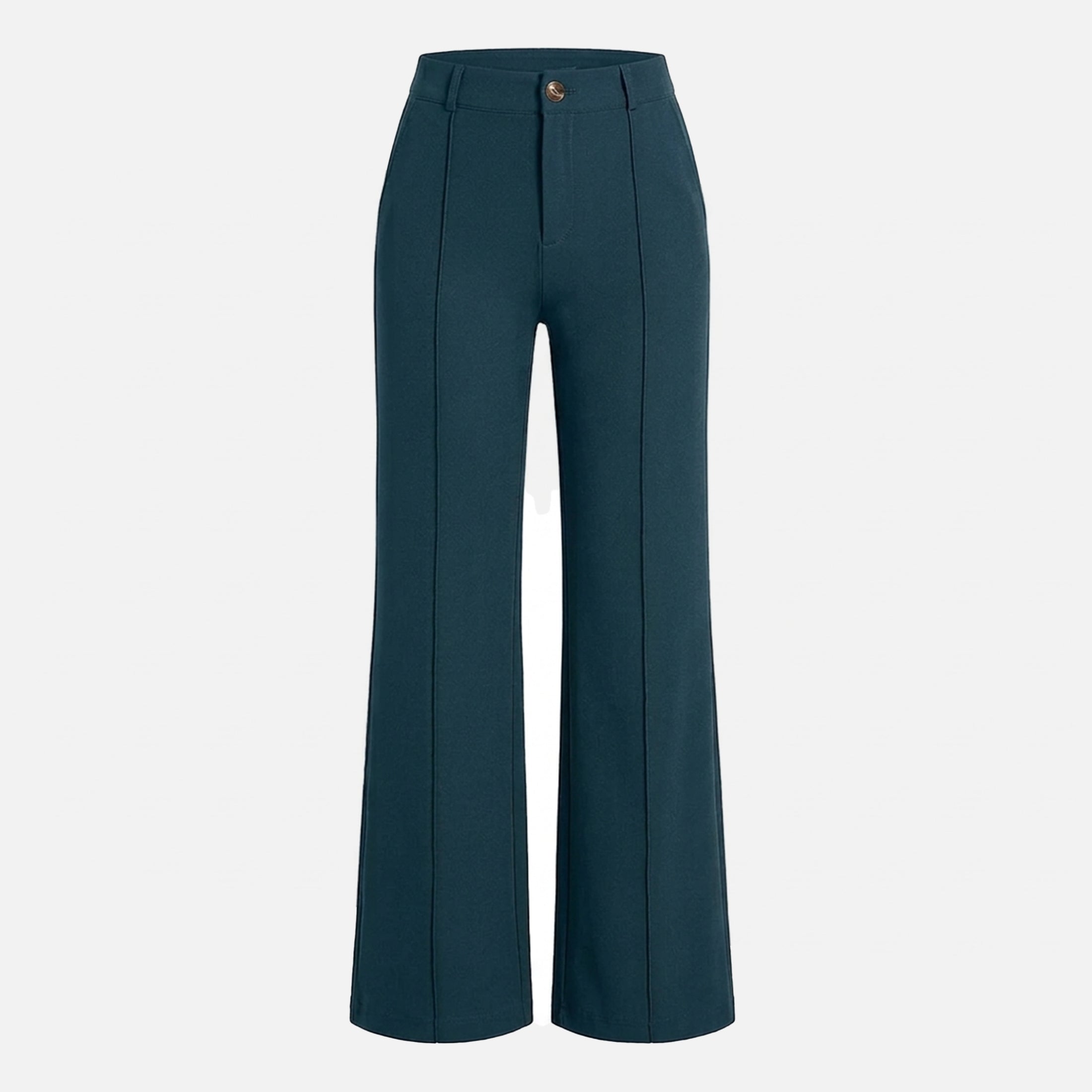 Pantalon taille haute droit femme en coton pour printemps