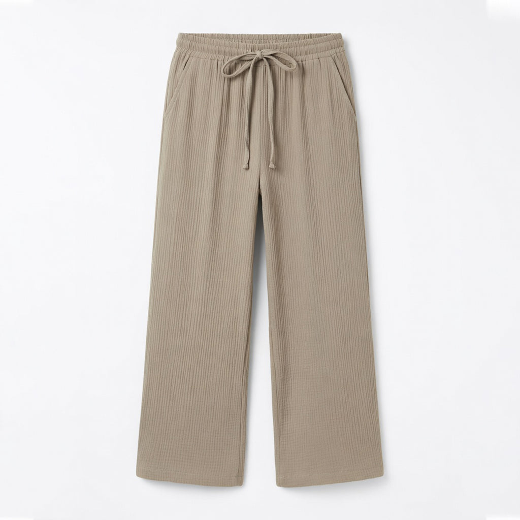 Pantalon large femme ceinturé coton printemps élégance quotidienne