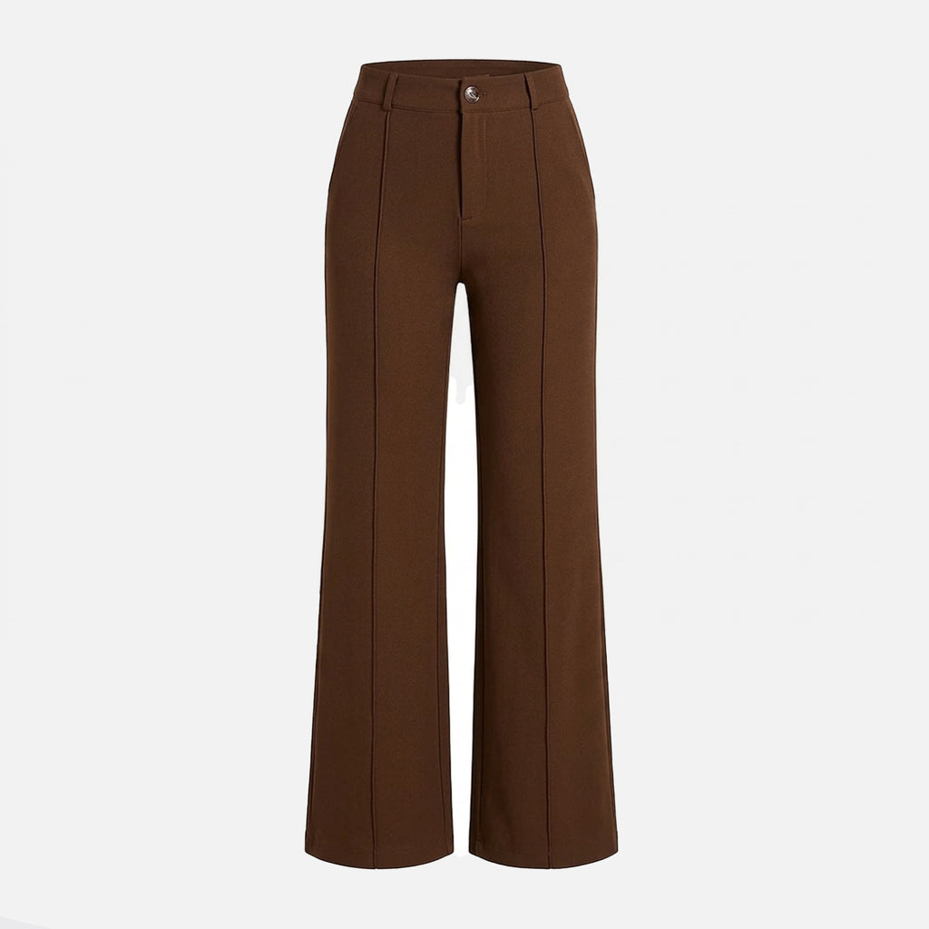 Pantalon taille haute droit femme en coton pour printemps