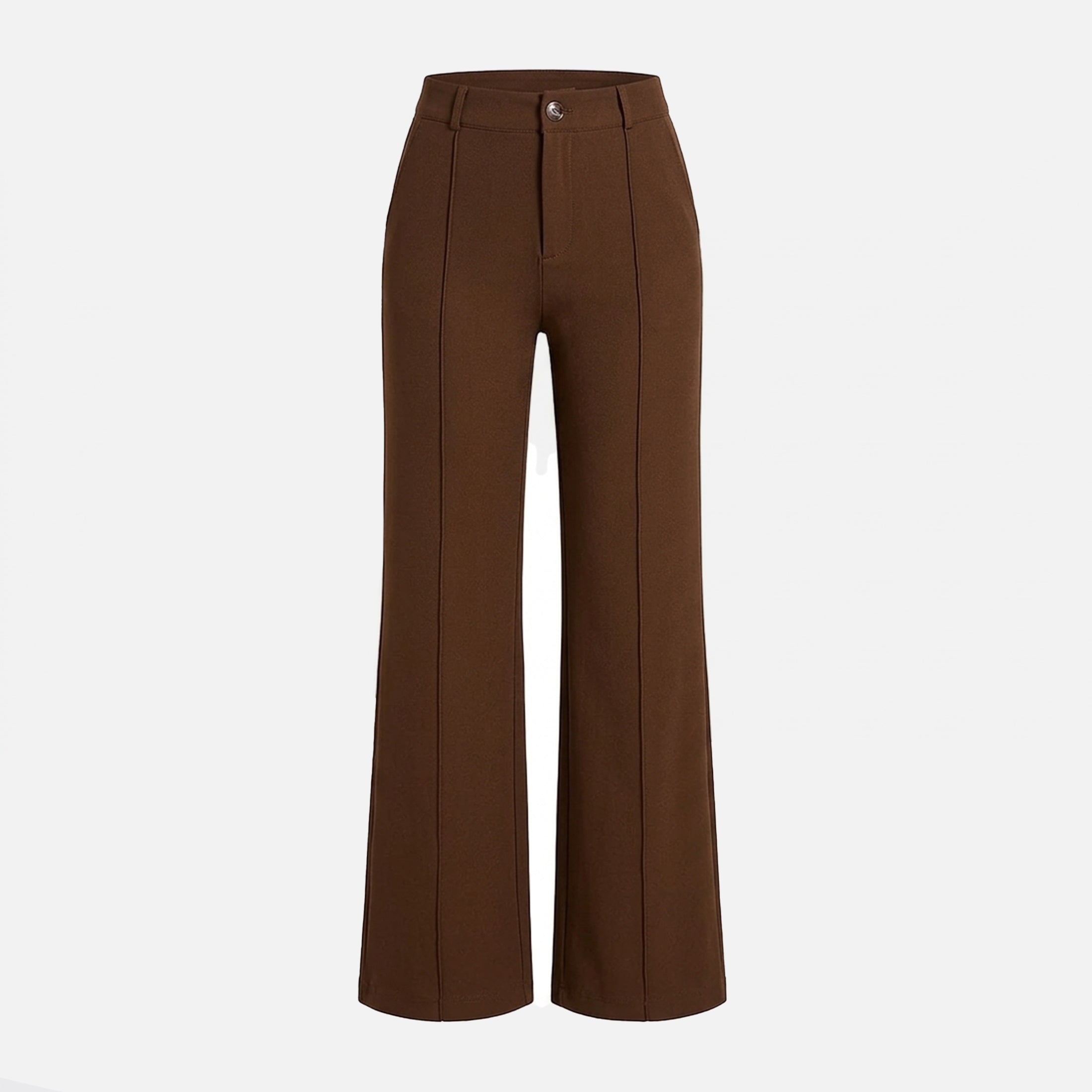 Pantalon taille haute droit femme en coton pour printemps