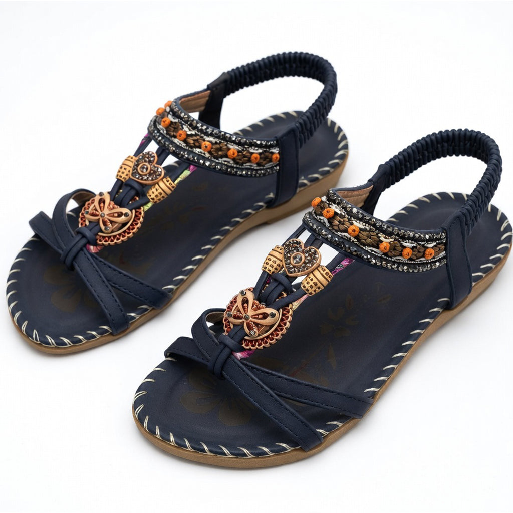 Sandales femme cuir bohème plage extérieur été