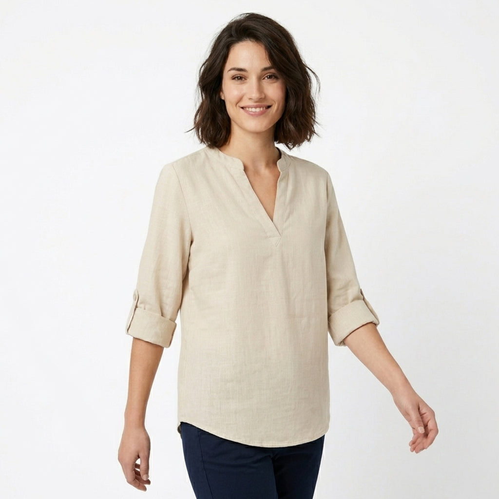 Chemise manches courtes femme en coton pour printemps-été