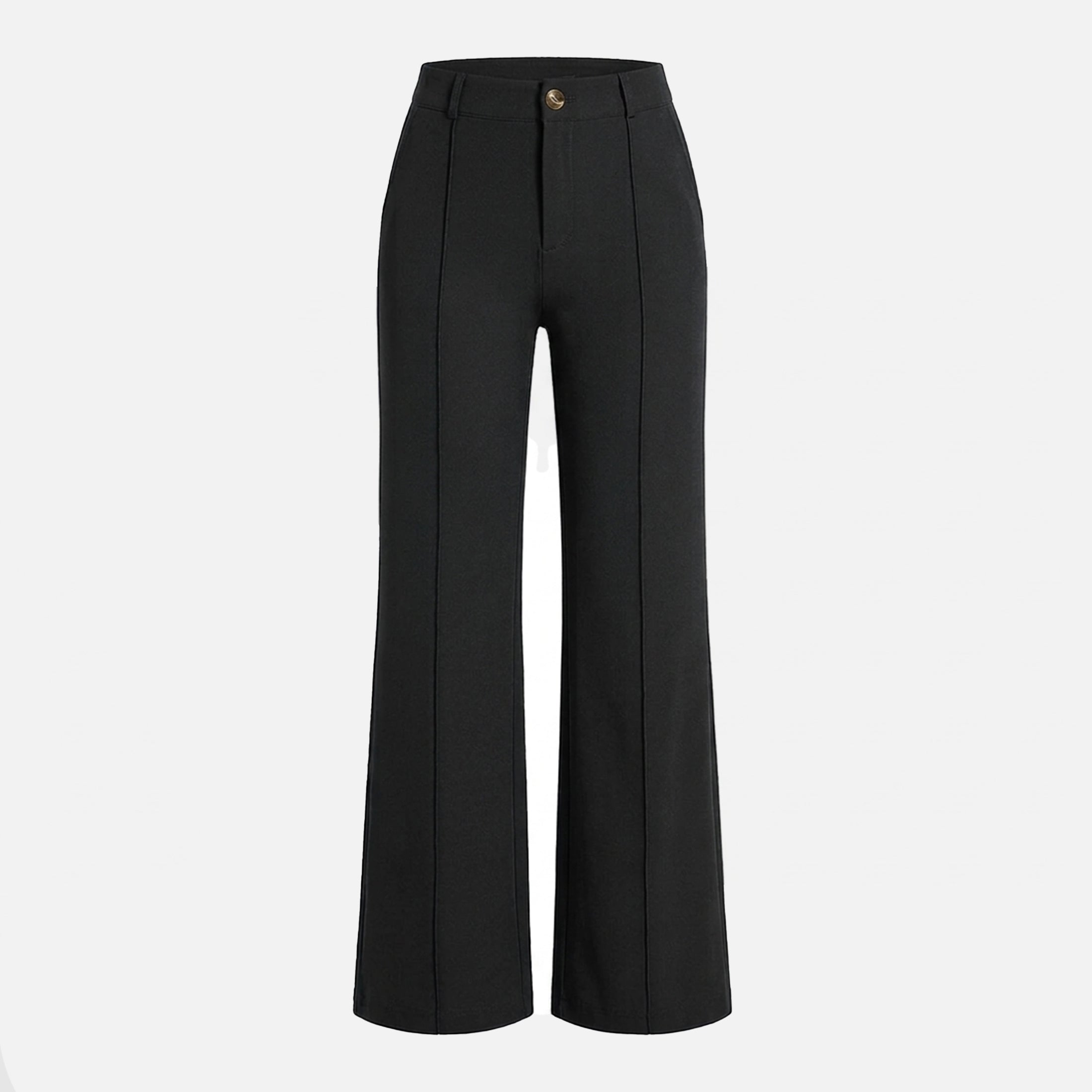 Pantalon taille haute droit femme en coton pour printemps