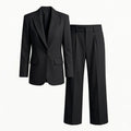 Ensemble femme coton été veste pantalon coupe droite élégant