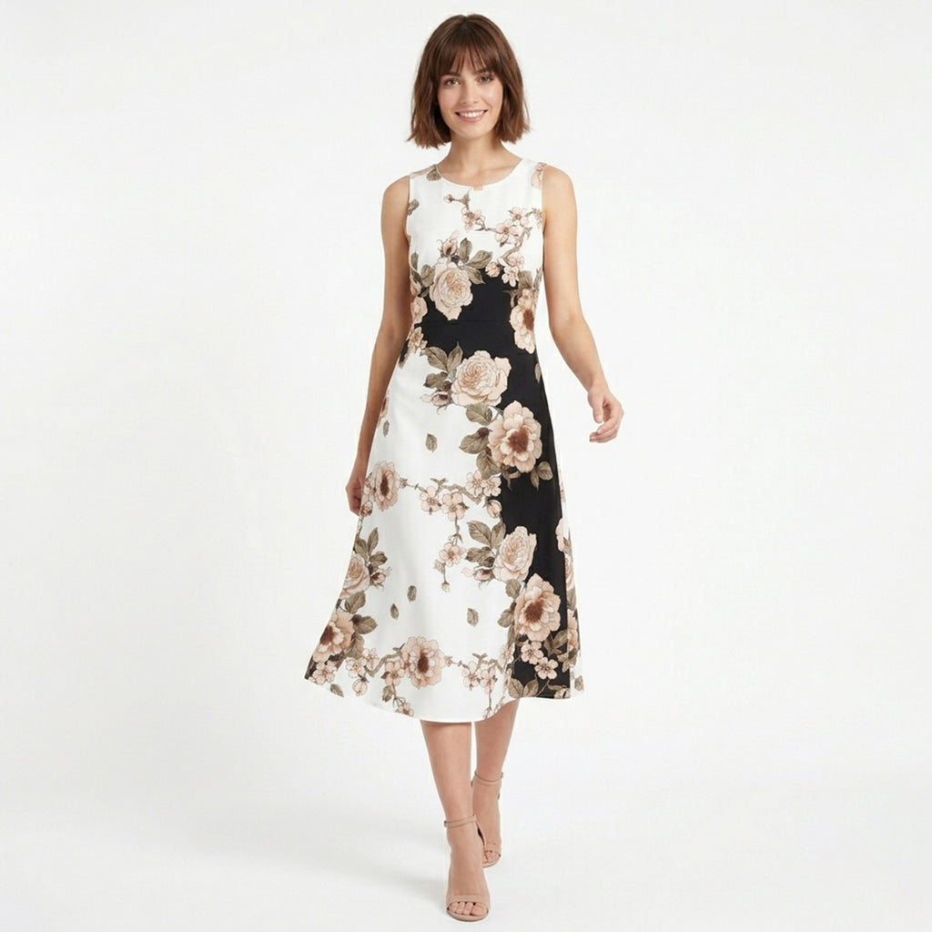 Robe longue femme coton imprimé floral été robe décontractée ample col V