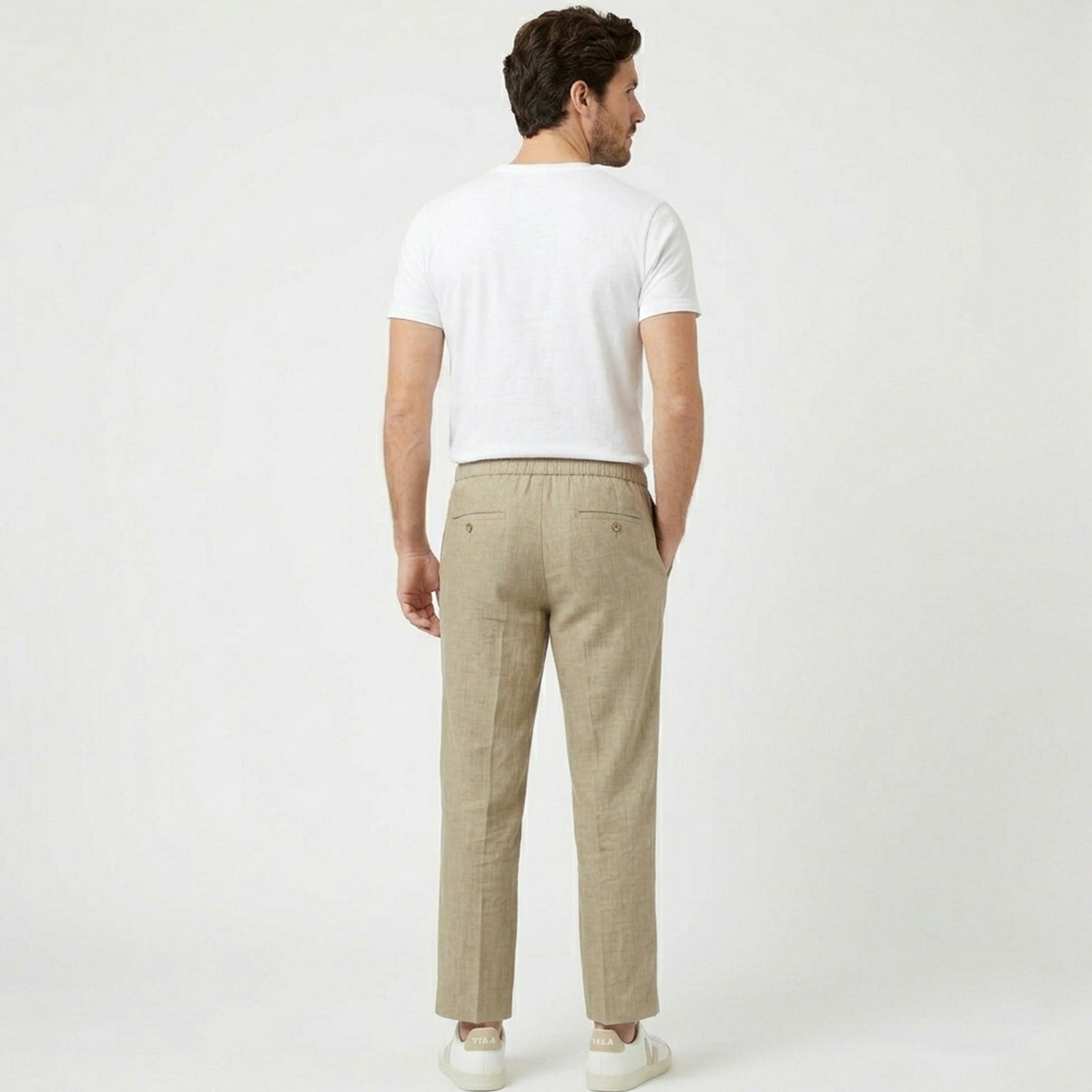 Pantalon homme lin été coupe décontractée respirant léger