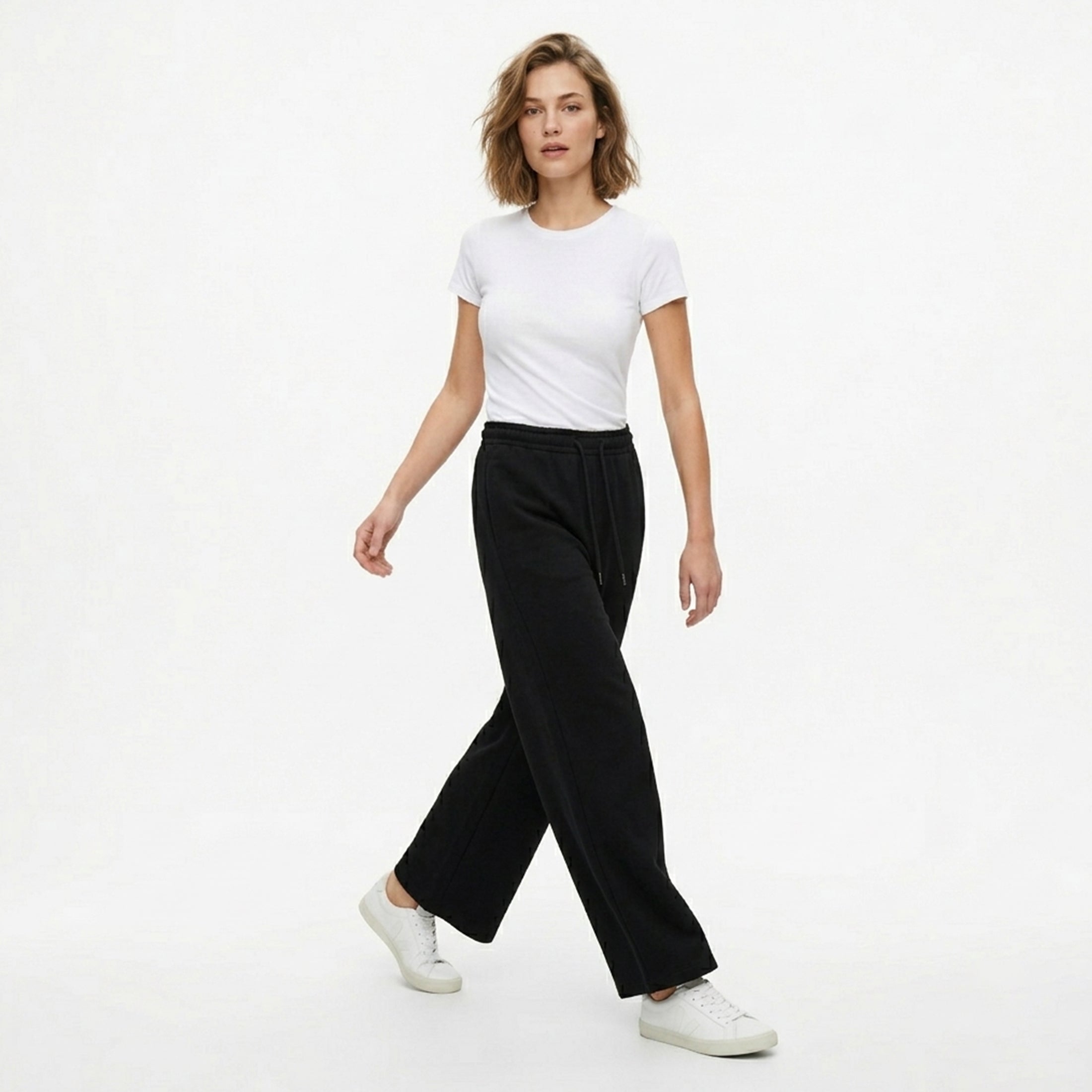 Pantalon large femme décontracté en coton printemps