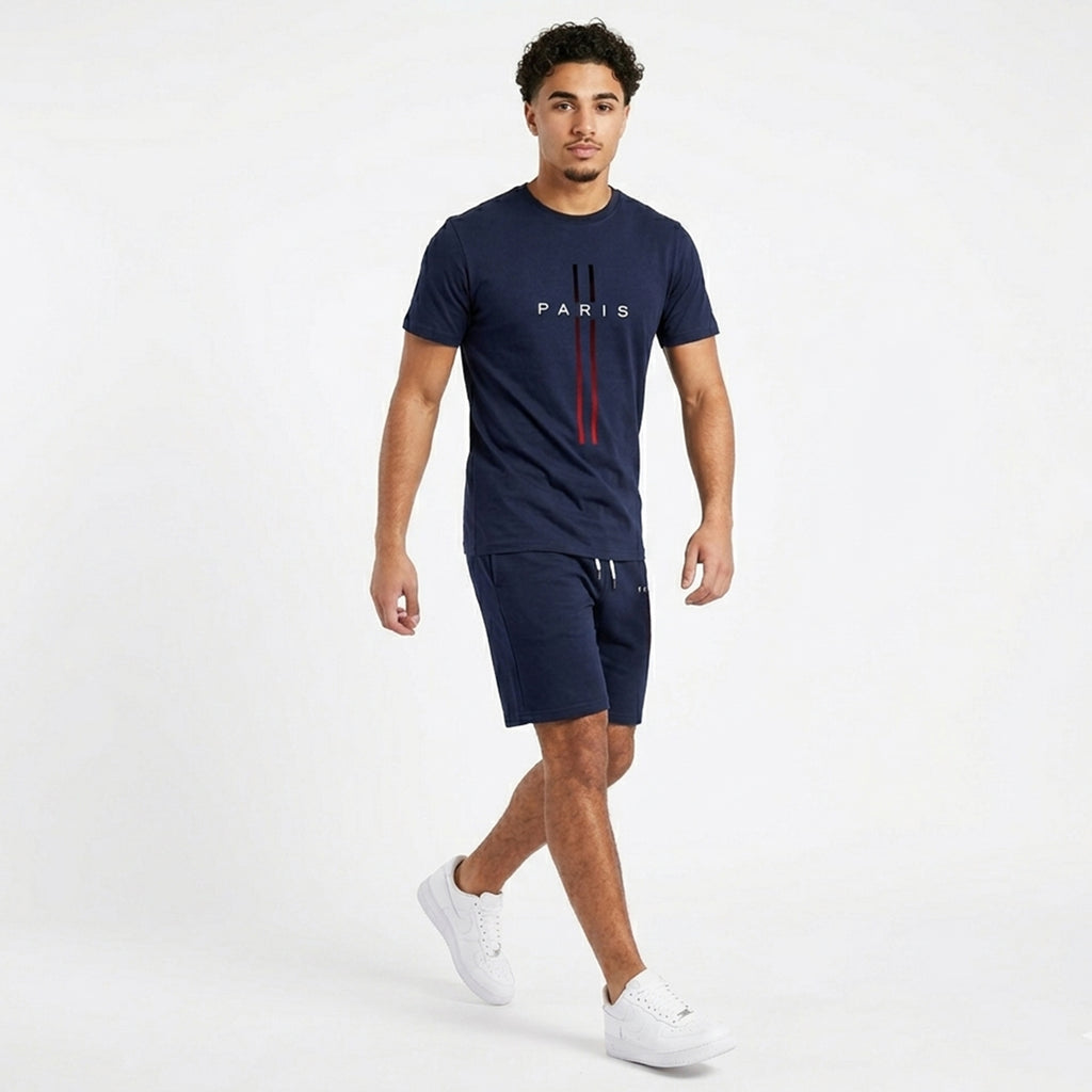 Ensemble homme été coton tenue deux pièces casual respirant