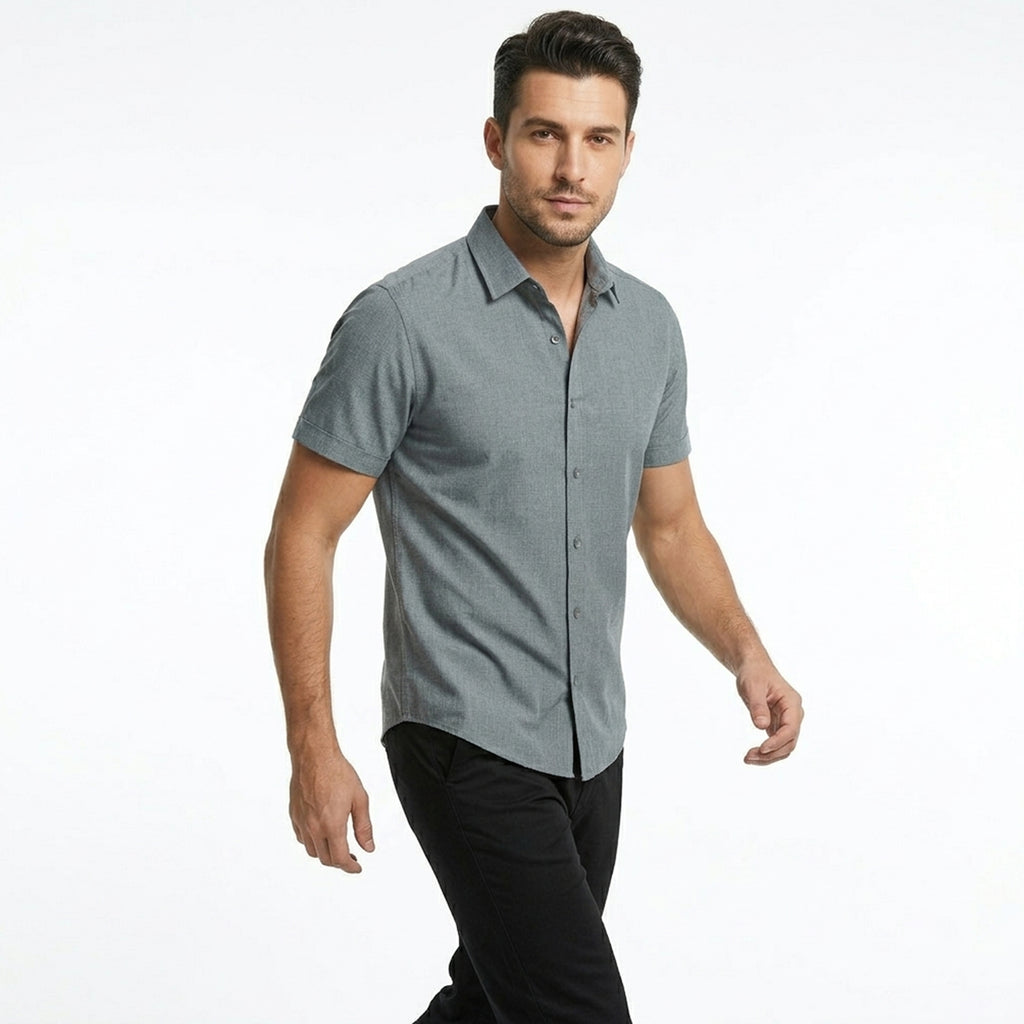 Chemise homme coton lin printemps légère respirante manches courtes