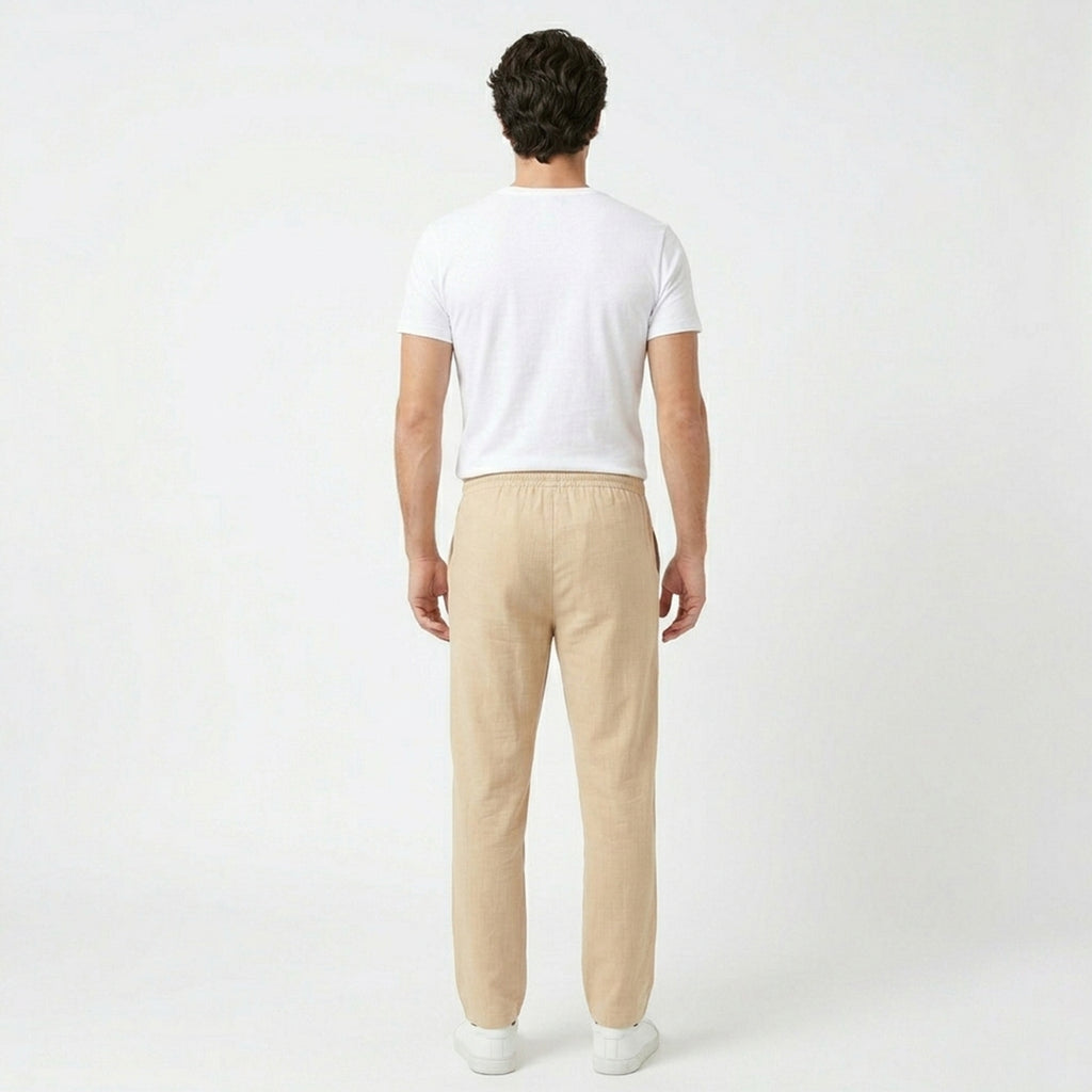 Pantalon homme lin long décontracté