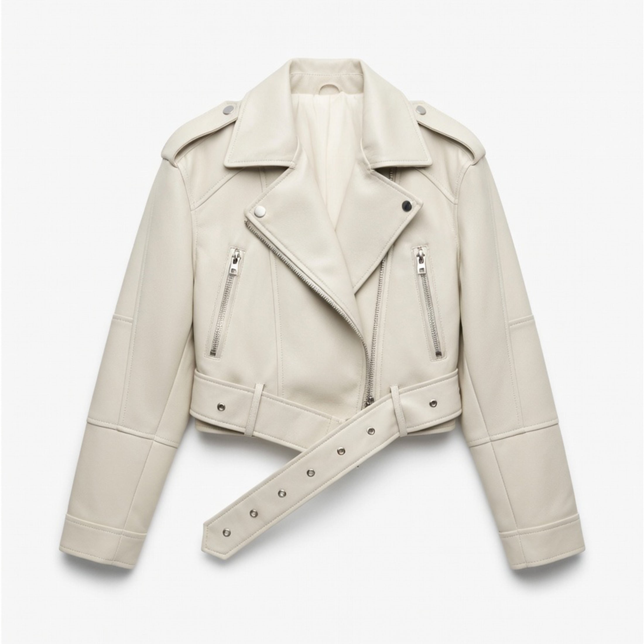 Veste en cuir femme pour printemps-été style motard élégant