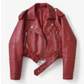 Veste en cuir femme pour printemps-été style motard élégant