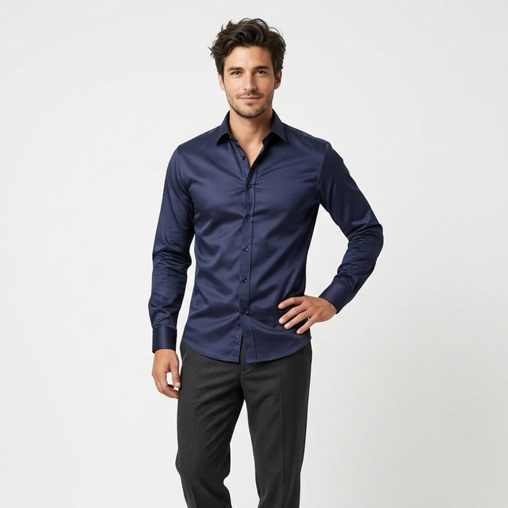 Chemise homme coton stretch infroissable été coupe ajustée