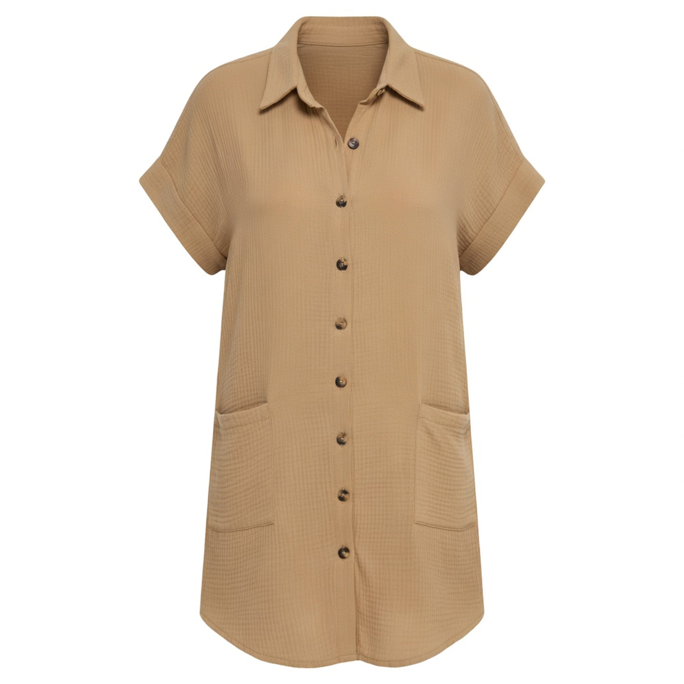Robe chemise femme en coton léger pour le printemps