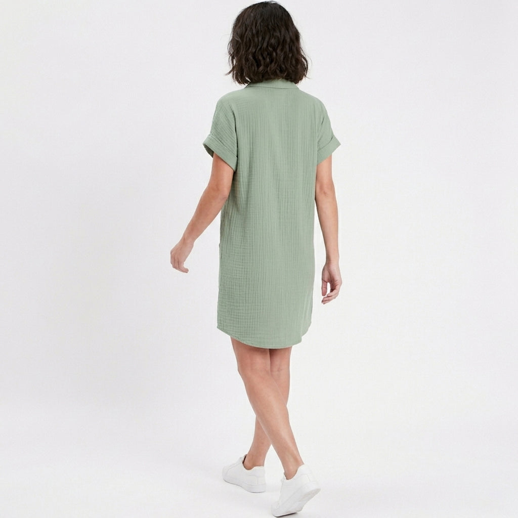 Robe chemise femme en coton léger pour le printemps