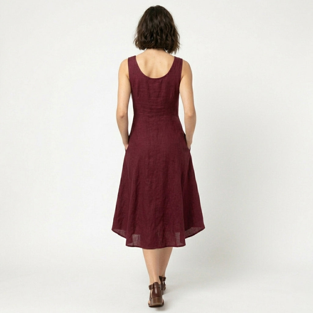 Robe trapèze sans manches femme coton printemps été robe décontractée