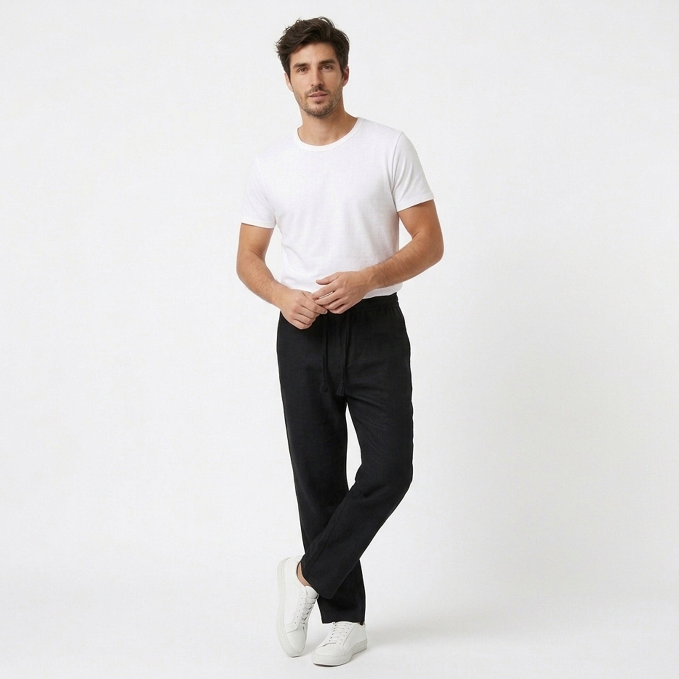 Pantalon homme lin été pantalon casual respirant tenue quotidienne