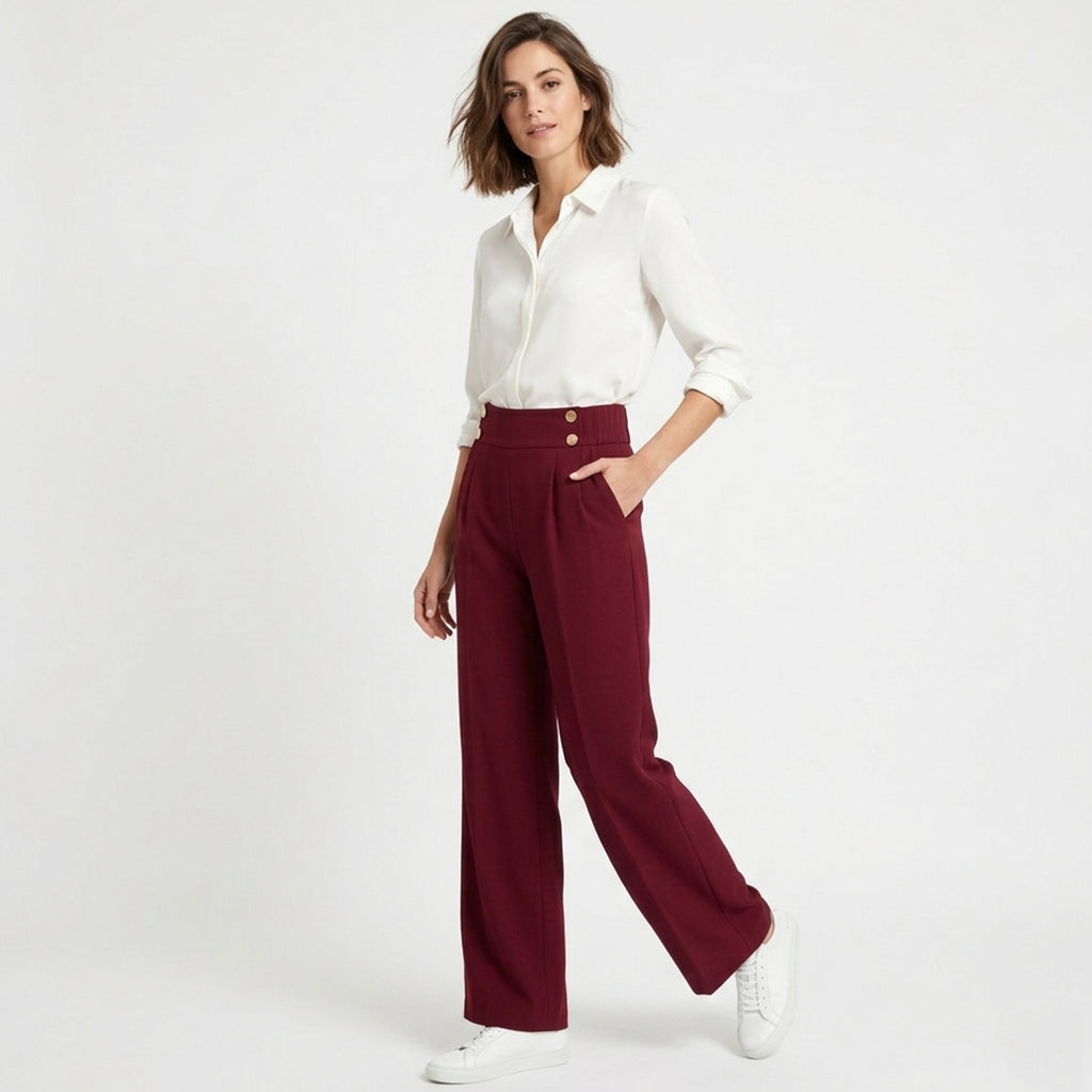 Pantalon droit femme en coton bureau élégant pour printemps-été