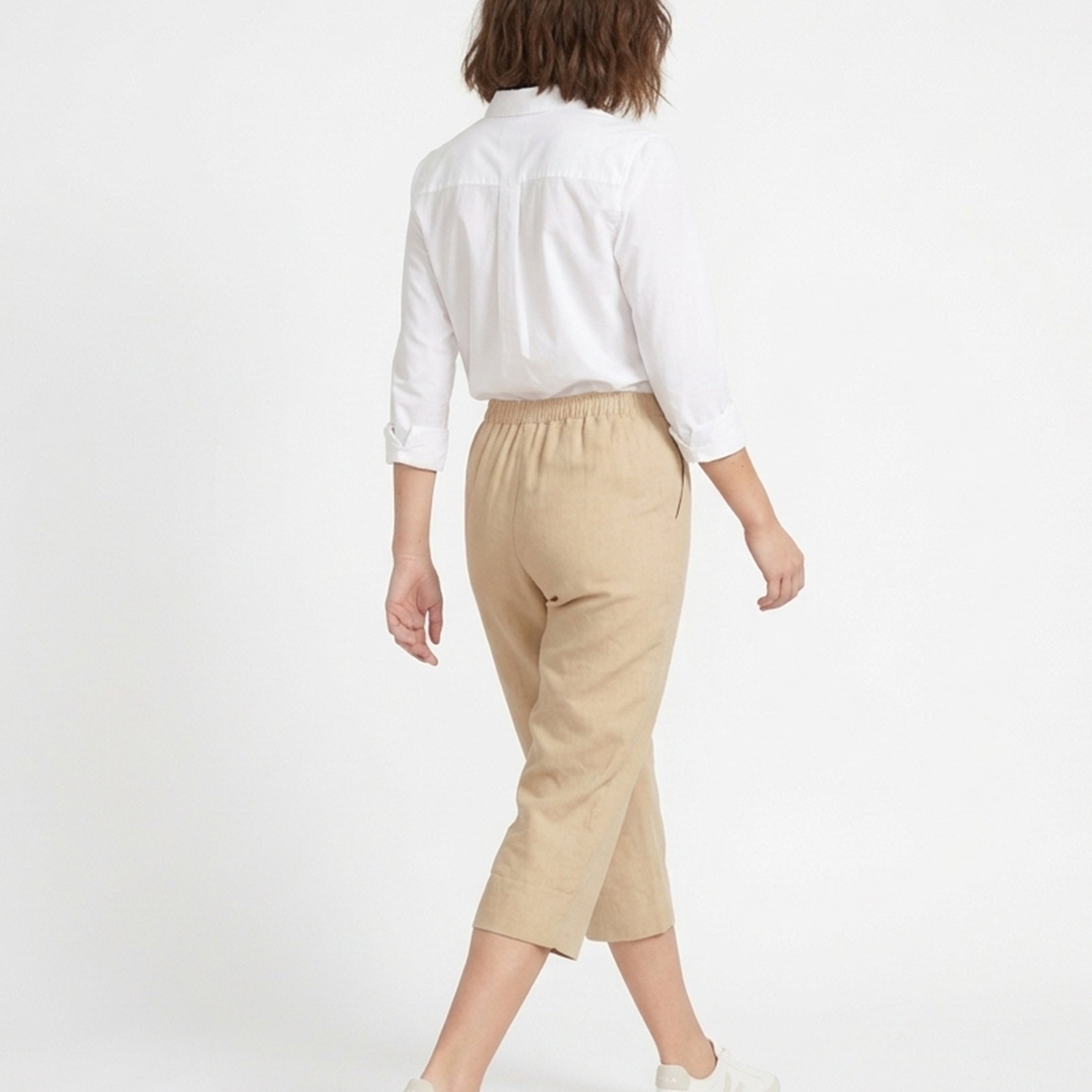 Pantalon large femme taille haute coton fluide printemps été