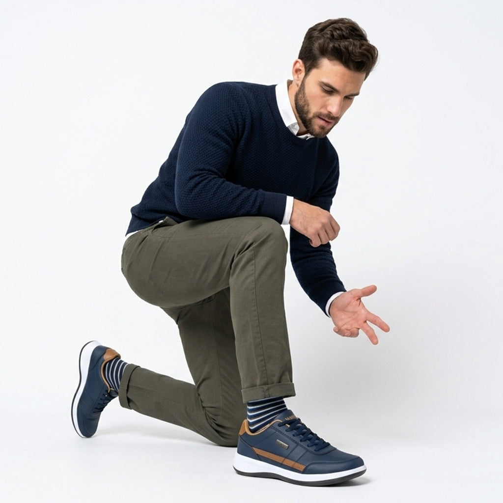 Chaussures homme cuir sneakers légères à lacets printemps-été