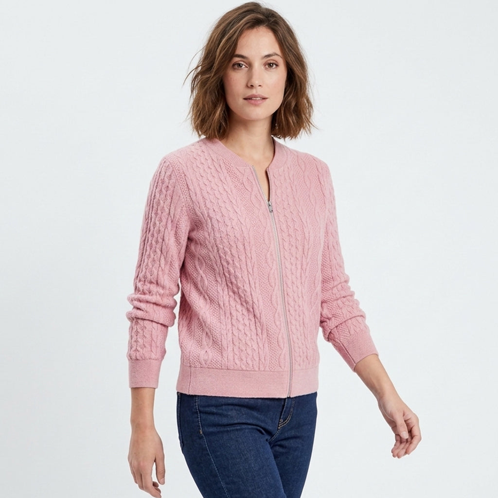 Veste femme coton mi-saison printemps automne style sweat zippé