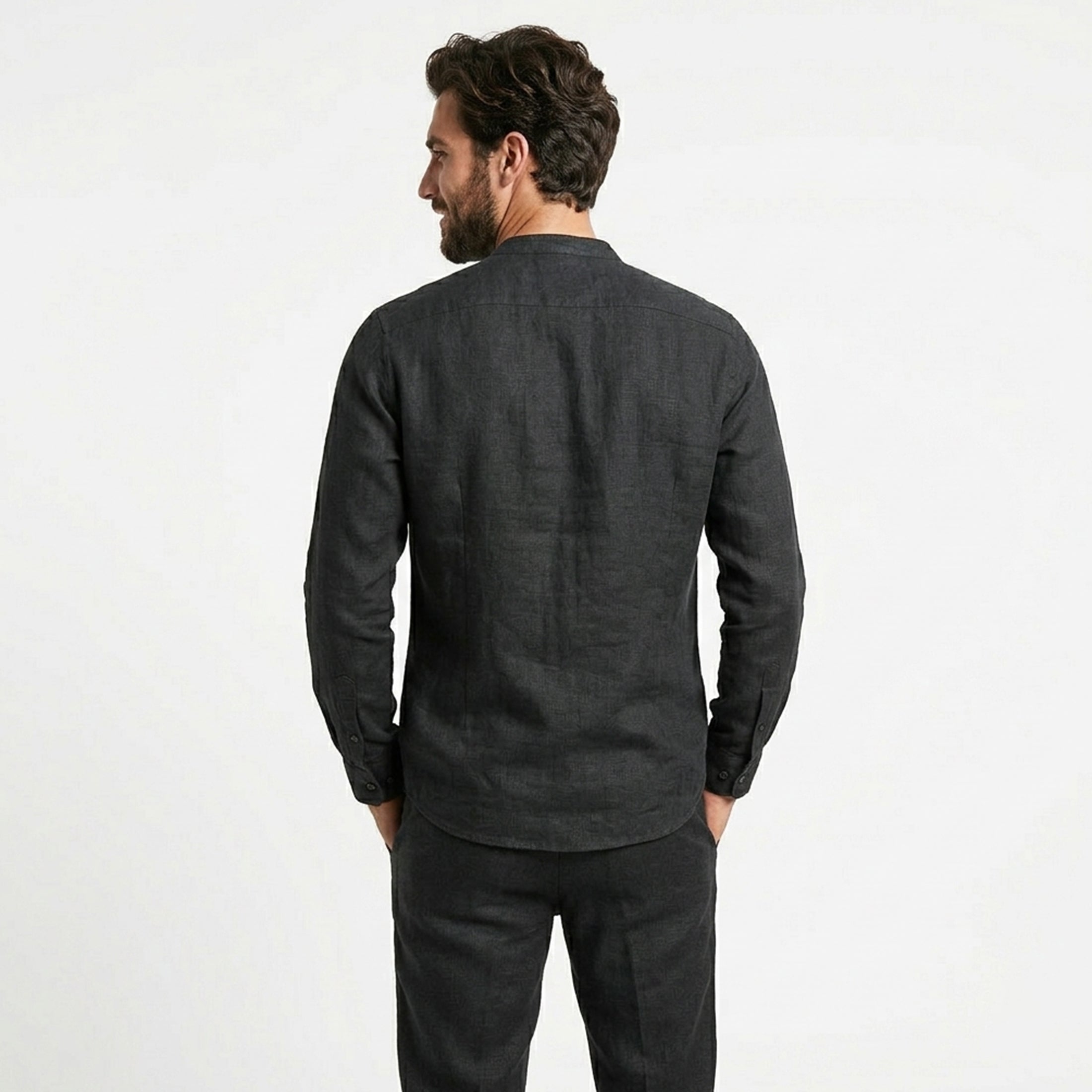 Ensemble homme coton été chemise boutonnée pantalon décontracté
